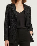 Black Zebra Print Velvet Blazer for Women