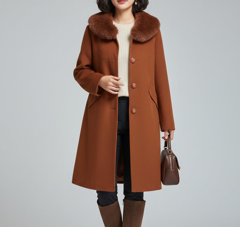 Women's Winter Wool Cashmere Trench Coat